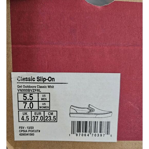 vans classic slip on get outdoors classic white women size 7/8.5 - Picture 8 of 8